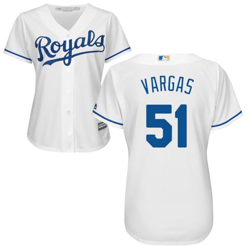 Royals #51 Jason Vargas White Home Women's Stitched MLB Jersey